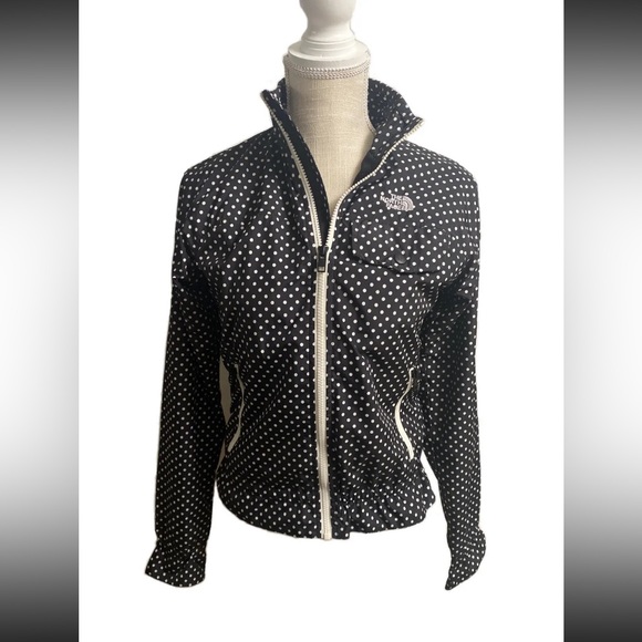 THE NORTH FACE Jacket Black Polka Dot Women's Windbreaker Size XS Ahuy Worn Once - Picture 1 of 10